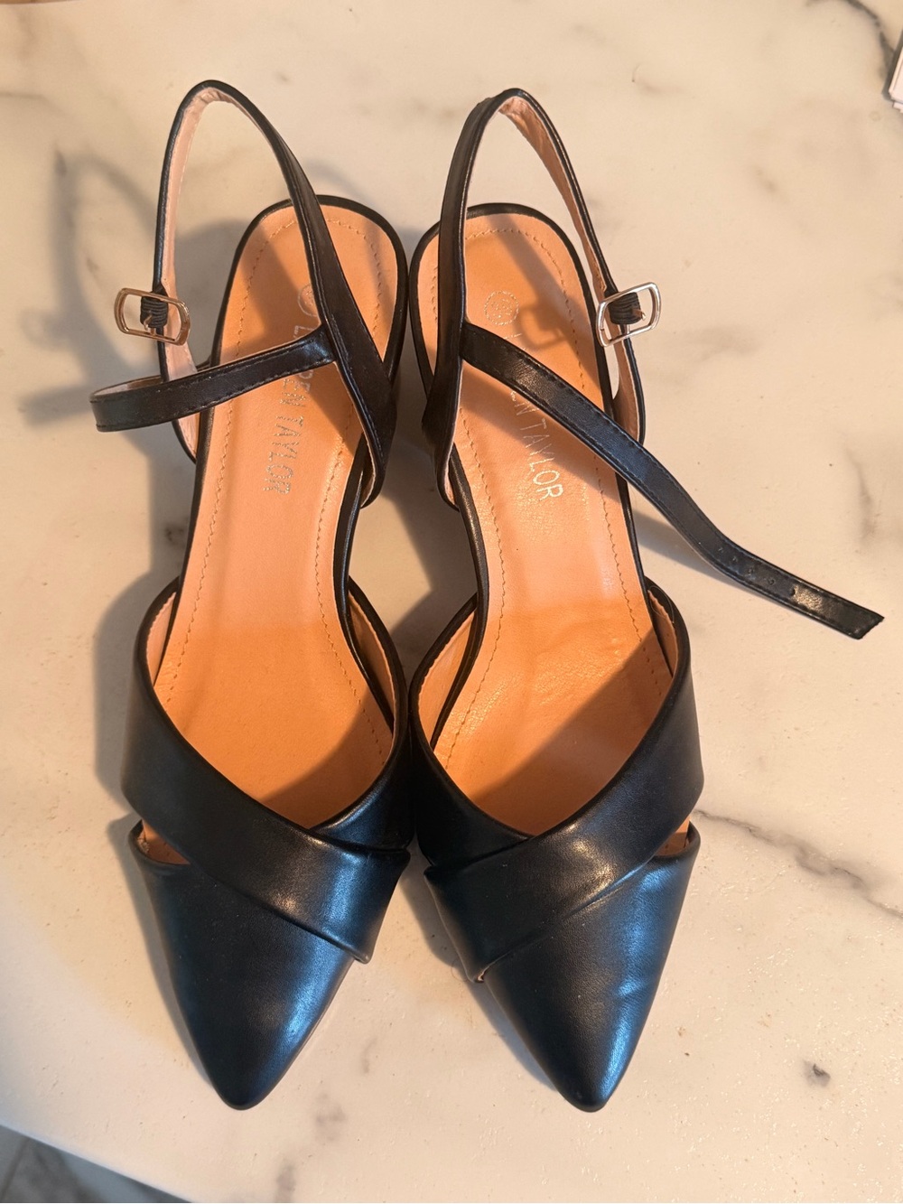 Black Pointed Slingback Heels - SIZE 9
